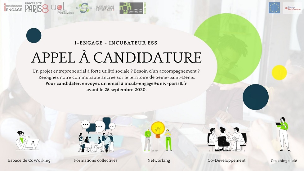 Illustration Appel à candidature - L'incubateur I-Engage Paris 8 Saint-Denis - Promotion 2020-2021