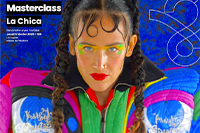 Visuel de promotion de la masterclass de La Chica, avec une photographie de l'artiste et les informations pratiques de l'événement.